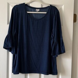 Chico's Deep Blue Blouse with Bell Sleeves